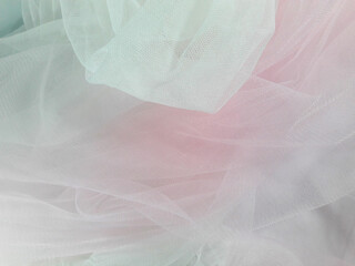 White and pink tulle chiffon texture background. Wedding concept.