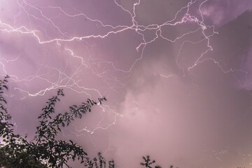 lightning in the night sky