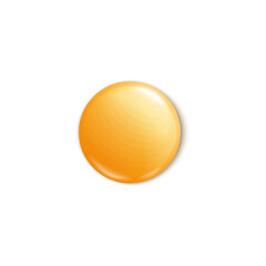 Yellow round badge or blank pin button realistic vector illustration isolated.