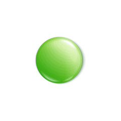 Round green glossy pin button empty template.