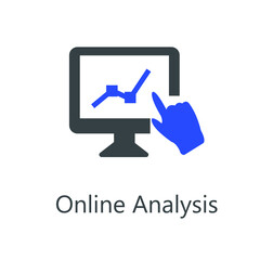 Online analysis icon. Vector illustration. Flat icon
