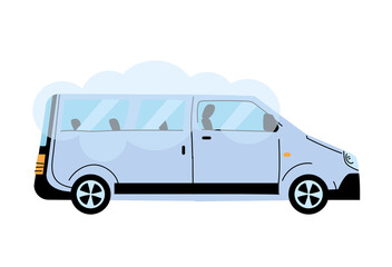 modern white van to transport people, public service