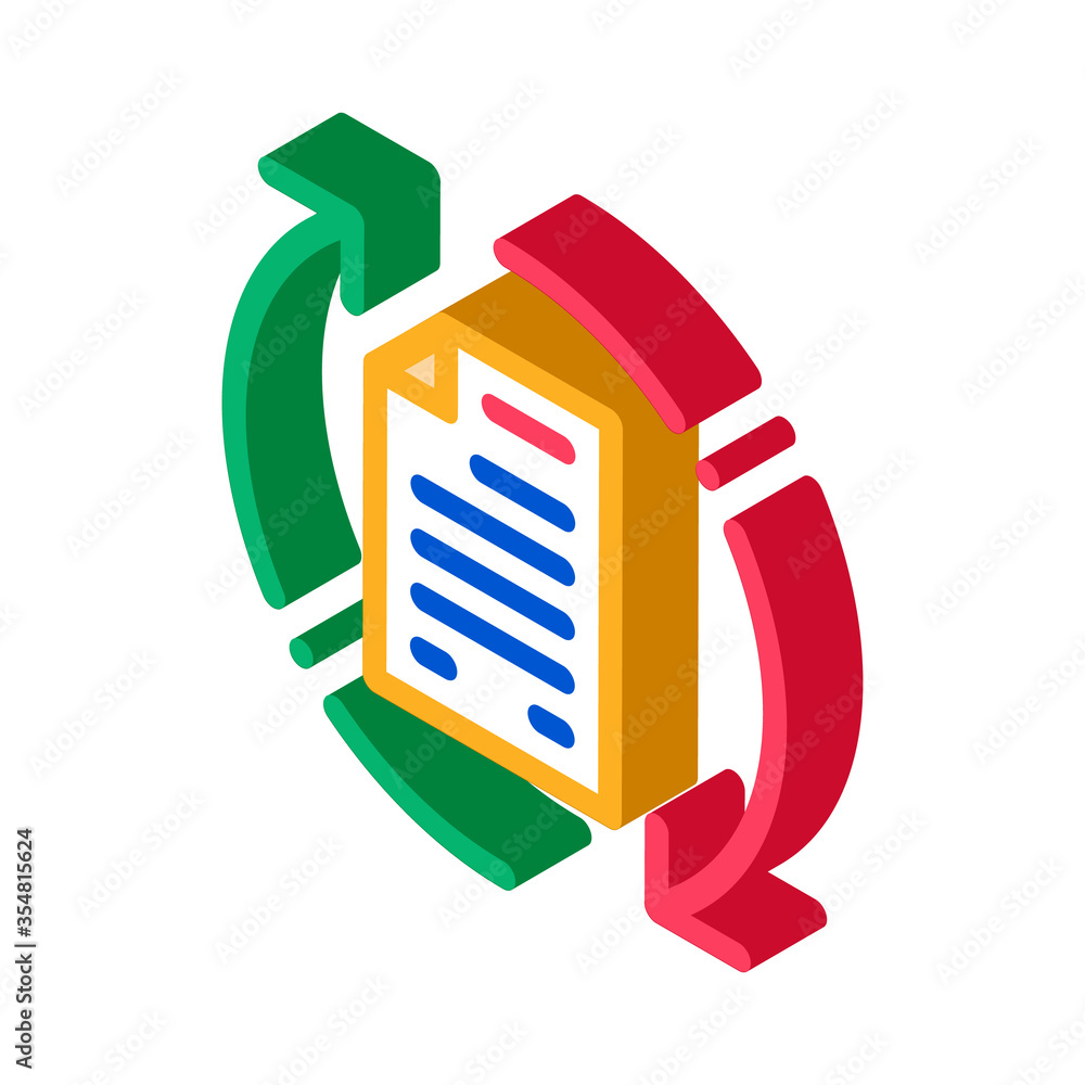 Poster document cycle icon vector. isometric document cycle sign. color isolated symbol illustration
