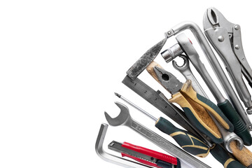 Set of car repair hand tools on white background. Repair service concept. Diy concept.