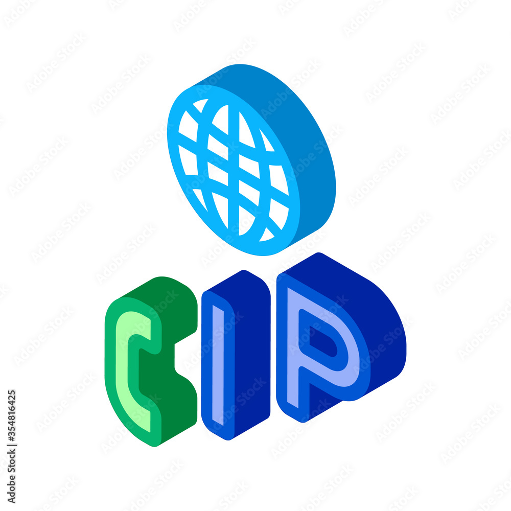 Poster voip ip calling system icon vector. isometric voip ip calling system sign. color isolated symbol ill
