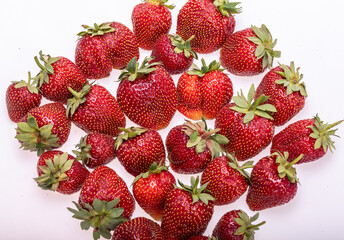fresh ripe strawberries isolated on white background