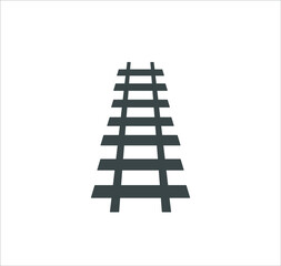 Black railroad icon, railway vector illustration on white background