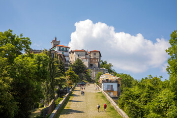 Sacro Monte (VA), Italy - June 01, 2020: Pilgrimage village of Santa Maria del Monte on Sacro Monte...