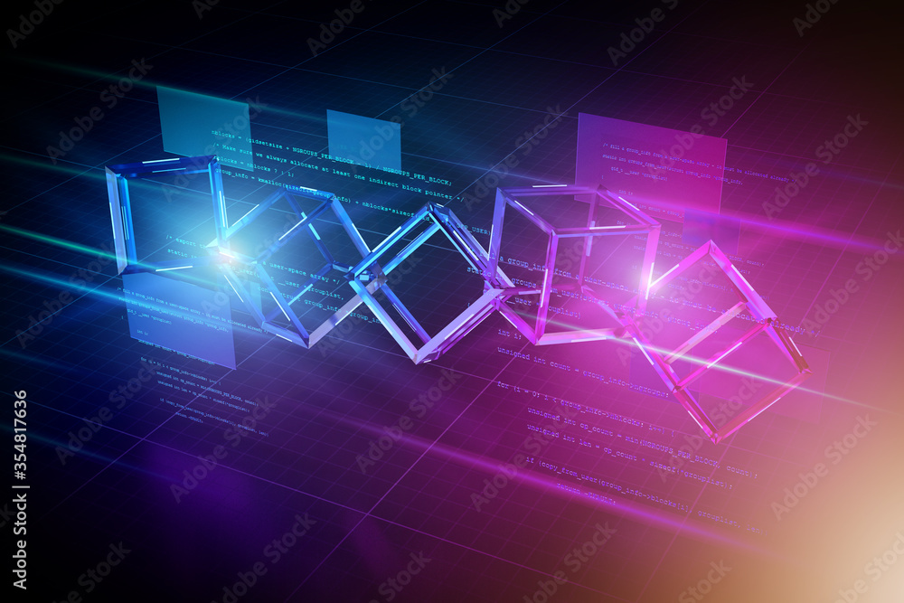 Poster blockchain abstract background illustration - 3d rendering