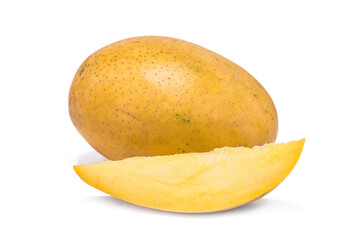 mango with mango slice on white background