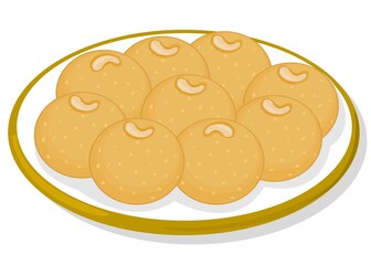 Besan ladoo or Besan Laddu Indian Sweets or Mithai Food Vector