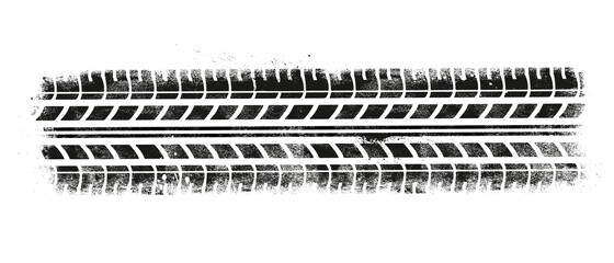 Vector Illustration Tire Tracks With Grunge Effect On White Background  © Black White Mouse