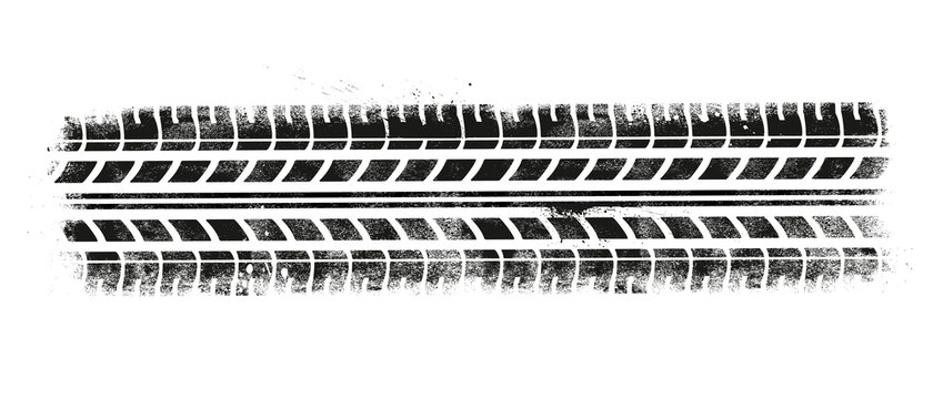 Vector Illustration Tire Tracks With Grunge Effect On White Background 