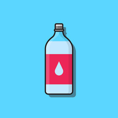 Bottle of water icon in flat style isolated on blue background