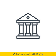 Bank Icon / Vector - In Line / Stroke Design