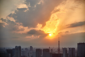Fototapeta na wymiar 日本の風景、東京の夕暮れ