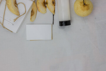 Fresh Chinese Pear on white background. Japanese autumn fruit, Healthy Food. nashi pear, Food sweet background, White, organic. Nashi pear fruits delicious