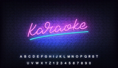 Karaoke neon template. Neon sign of Karaoke lettering