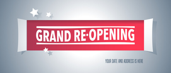 Grand opening or re opening vector background with window