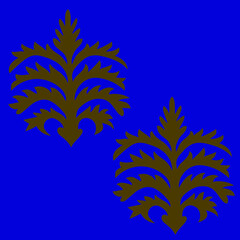 Seamless pattern of two brown thistle flowers on a purple background. Gradient. Square.