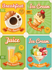 Four high detailed food posters with summer food