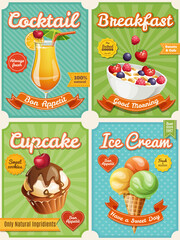 Four high detailed food posters with summer food