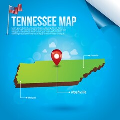 Map of tennessee state - obrazy, fototapety, plakaty