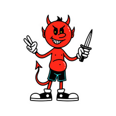 DEVIL WITH KNIFE COLOR WHITE BACKGROUND