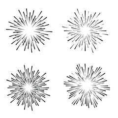Fototapeta premium Radial speed Lines in Circle Form for comic books . fireworks Explosion background . Vector Illustration . Starburst round Logo . Circular Design element . Abstract Geometric star rays . Sunburst .