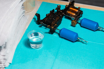 tattooing instruments in the studio