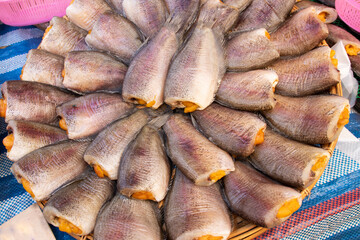 Dried Trichogaster pectoralis fish of local food at open market