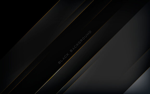 Modern abstract black background with gold line composition