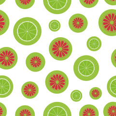 Green lemon and grapefruit handdraw vector repeat pattern print background design