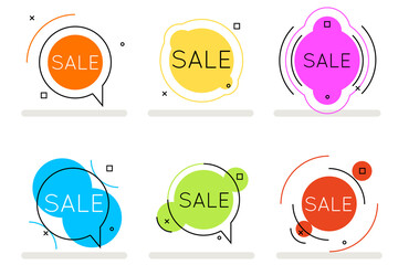 Circular abstract line art sale banner card element set isolated design flat concept vector illustration