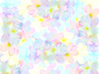 Colorful flower background as pink, blue, yellow colors. Soft bright pastel floral illustration wallpaper. Fresh flora pattern for card or background.
