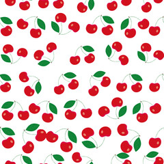 Red cherries handdraw vector repeat pattern print background design