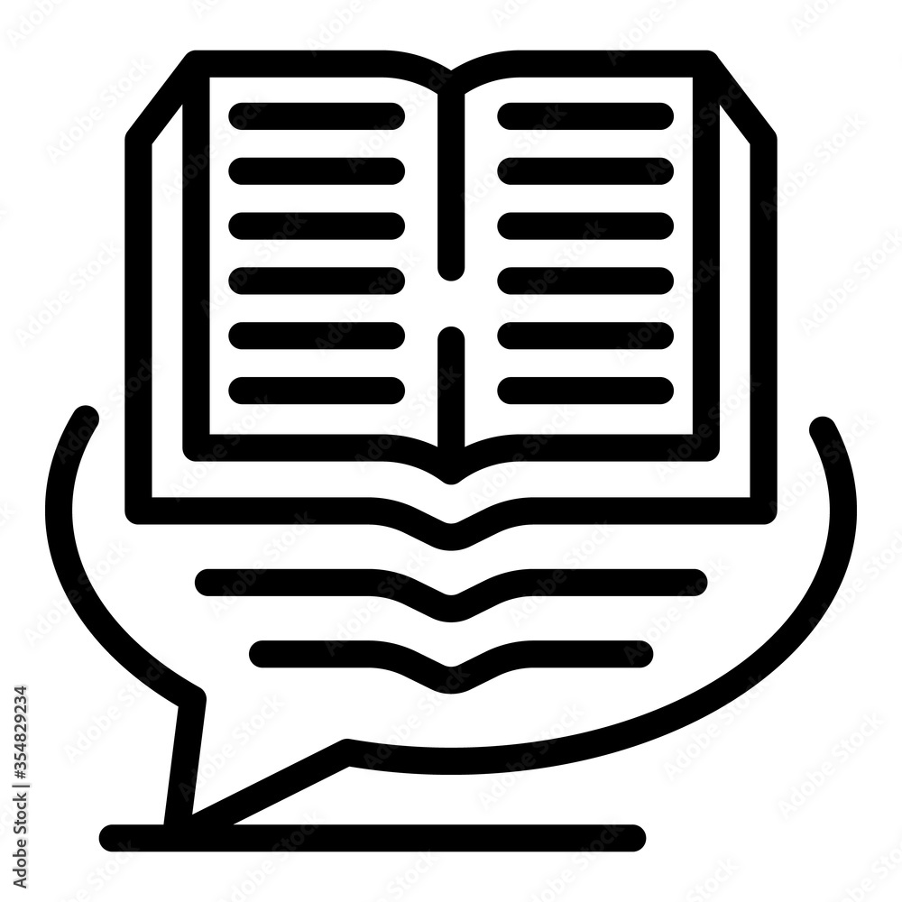 Poster read book translator icon. outline read book translator vector icon for web design isolated on white