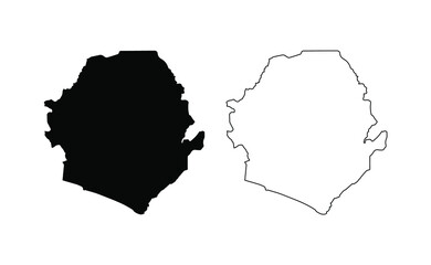 Sierra Leone map silhouette line country Africa map illustration vector outline African isolated on white background