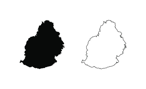 Mauritius map silhouette line country Africa map illustration vector outline African isolated on white background