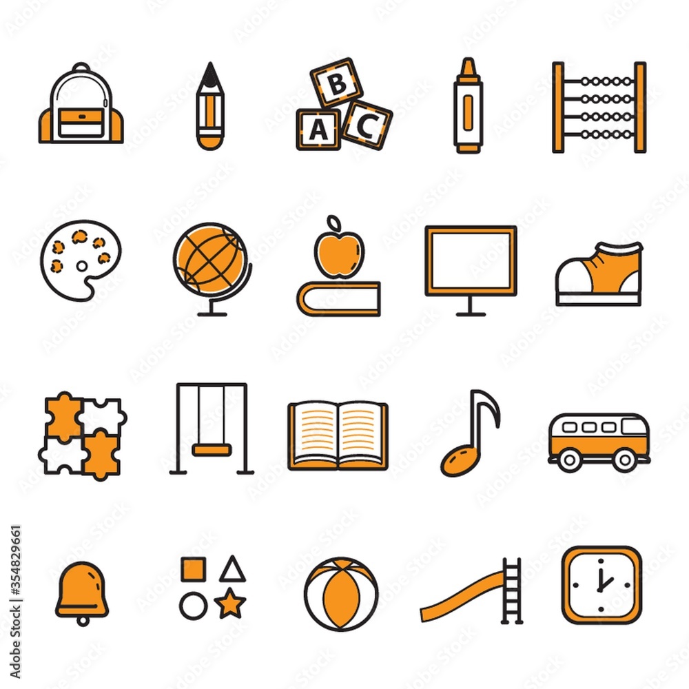 Poster Set of education icons