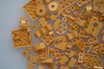 Pieces of yellow building block called nanoblock