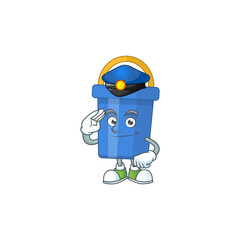 A dedicated Police officer of blue sand bucket cartoon drawing concept