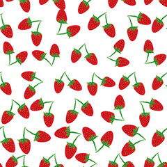 Red strawberries handdraw vector repeat pattern print background design