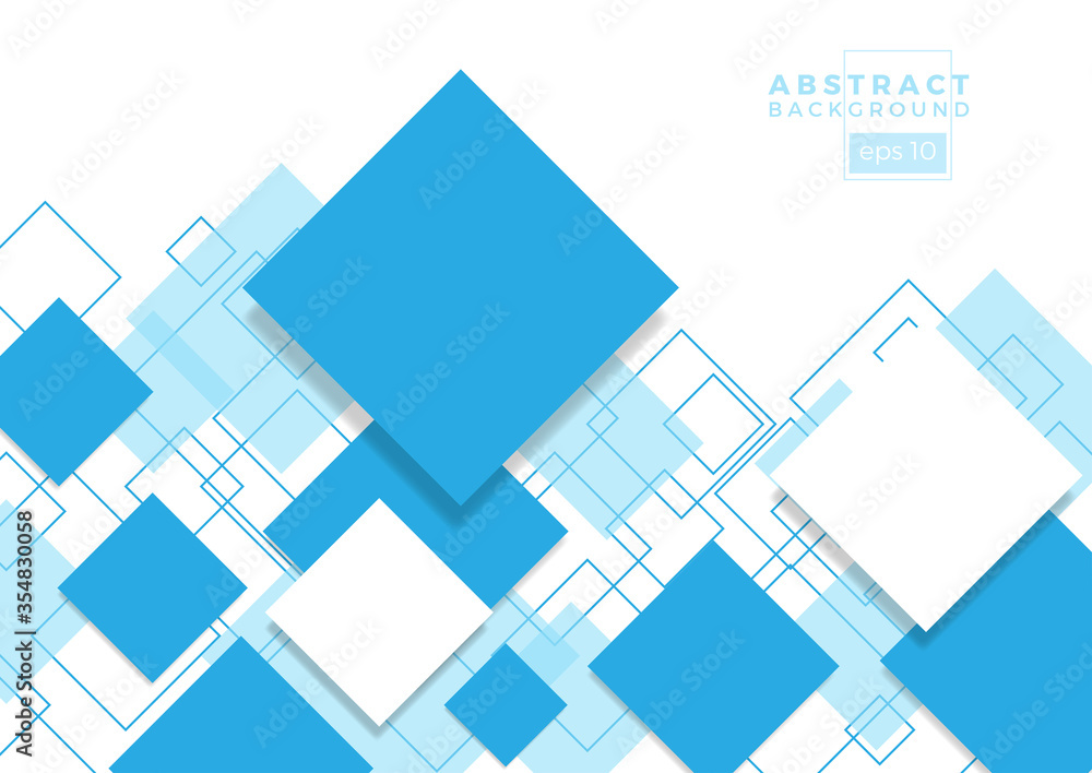 Wall mural pixel vector abstract background with blue squares. banner design template for brochure, flyer or de