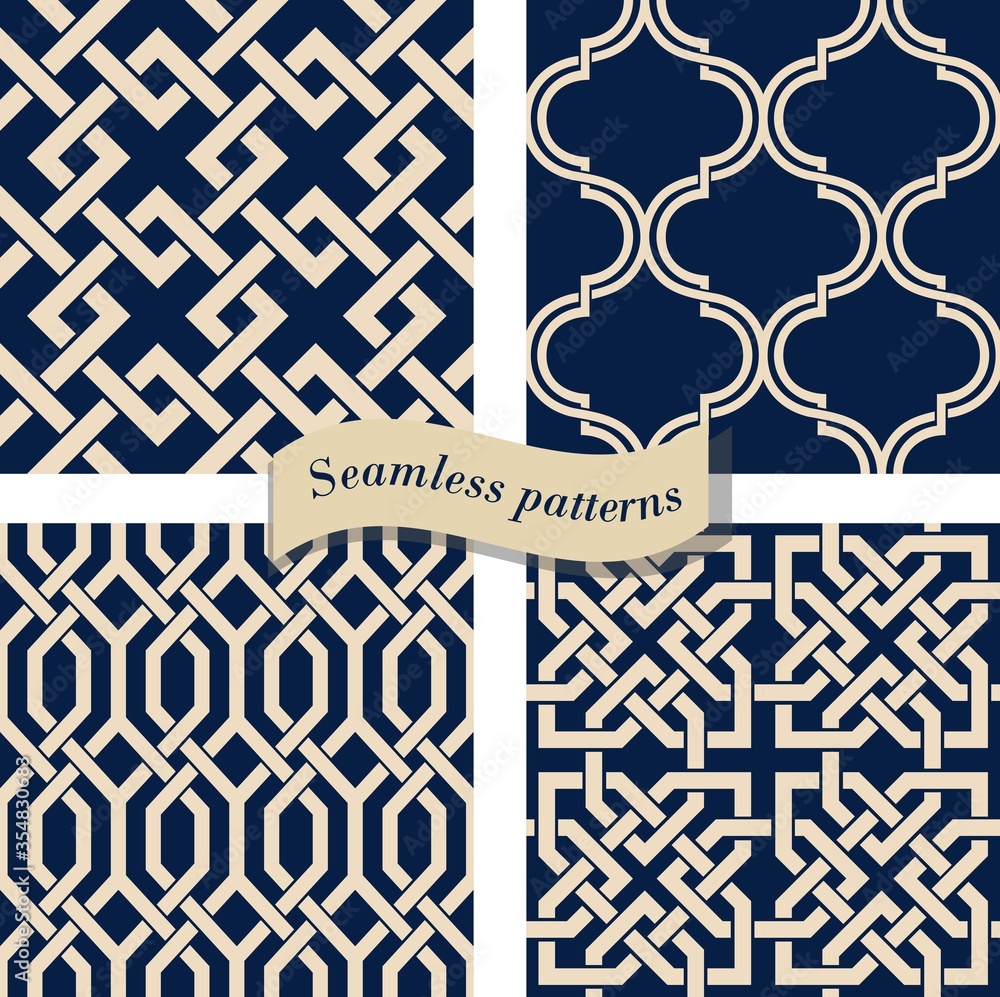 Leinwandbilder set of seamless moroccan pattern. collection of seamless abstract pattern in arabic style. ornamenta