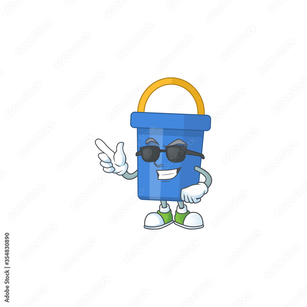 Wall mural Super cool blue sand bucket cartoon drawing style wearing black glasses