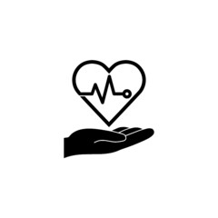 Heart rate symbol in hand icon isolated on white background