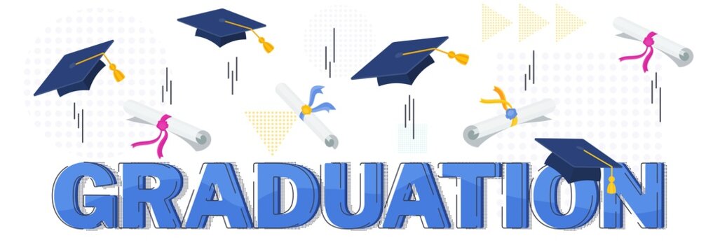 Congratulation graduates 2020 class of graduations. Flat cartoon design
