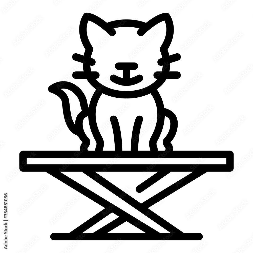 Poster groomer cat on desk icon. outline groomer cat on desk vector icon for web design isolated on white b