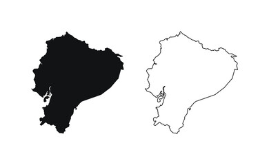Ecuador map silhouette line country America map illustration vector outline American isolated on white background